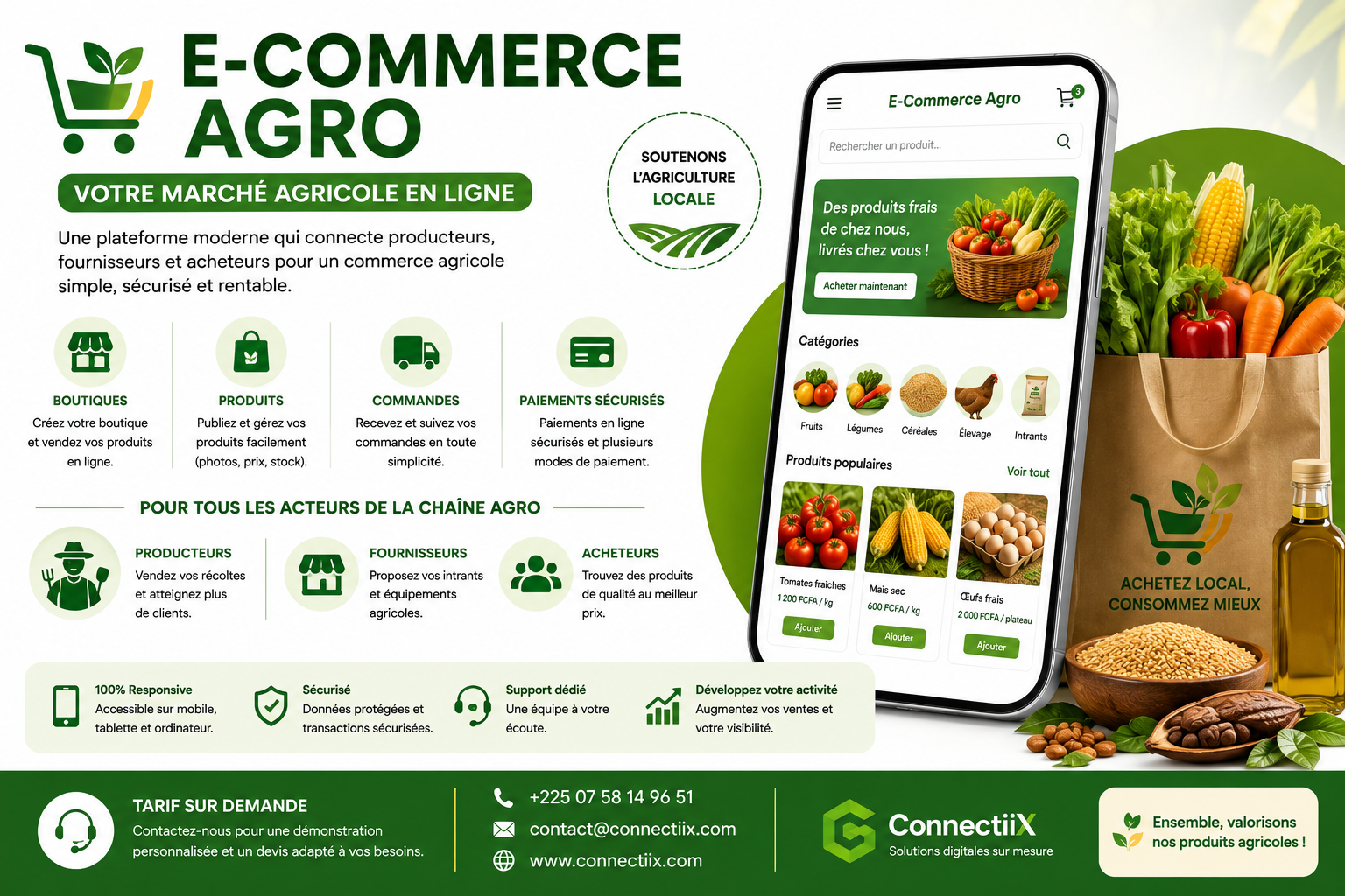 Plateforme E-commerce + Formations + Reservations (Secteur agroalimentaire)