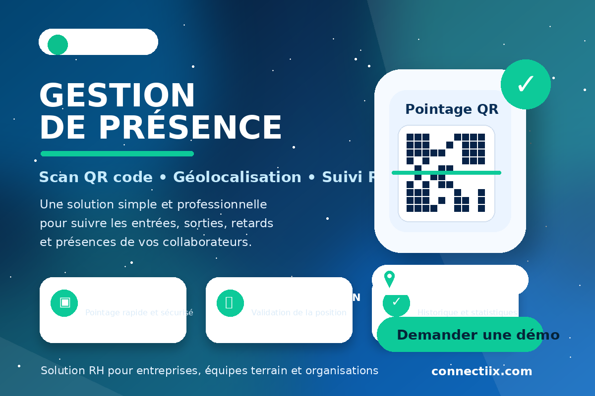 Gestion de Présence (Scan QR code + Géolocalisation + Dashboard RH)